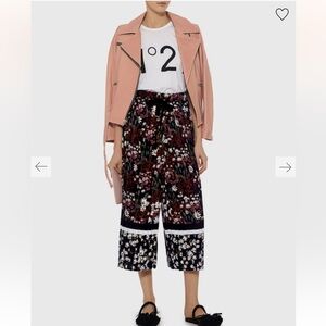 MOTHER OF PEARLPleated Floral Velvet Drawstring Culottes Size Medium